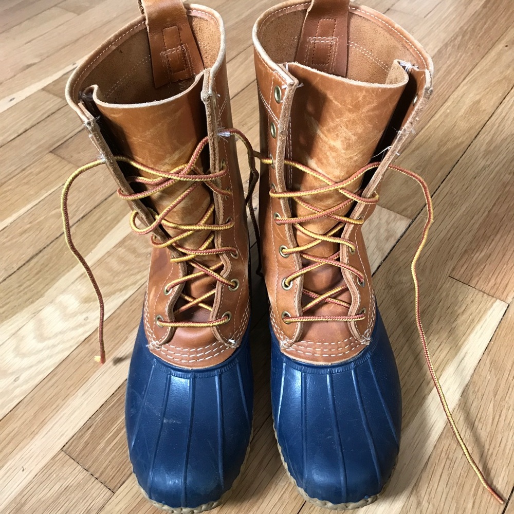 LL Bean Original Bean Boot - 10” Tan & Blue Size 8